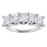 Platinum Square Lab-Grown Diamond U-Prong Five-Stone Anniversary Band – 1/2–2 5/8 CTW - view 3