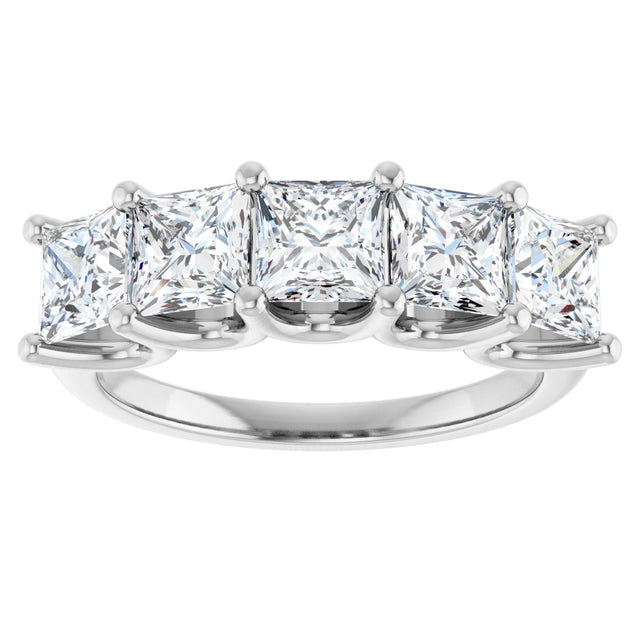 Platinum Square Lab-Grown Diamond U-Prong Five-Stone Anniversary Band – 1/2–2 5/8 CTW - view 3