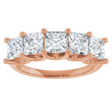 14K Gold Square Lab-Grown Diamond U-Prong Five-Stone Anniversary Band – 2 5/8 CTW - Rose Gold - view 3