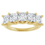 14K Gold Square Lab-Grown Diamond U-Prong Five-Stone Anniversary Band – 2 5/8 CTW - Yellow Gold - view 3