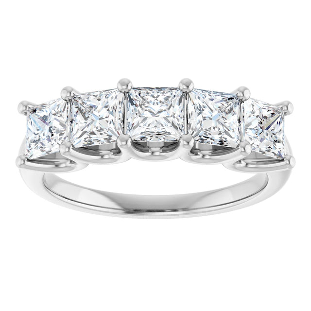 Platinum Square Lab-Grown Diamond U-Prong Five-Stone Anniversary Band – 1/2–2 5/8 CTW - view 3