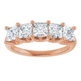 14K Gold Square Lab-Grown Diamond U-Prong Five-Stone Anniversary Band – 1/2–2 CTW - Rose Gold - view 3