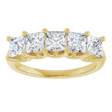 14K Gold Square Lab-Grown Diamond U-Prong Five-Stone Anniversary Band – 1/2–2 CTW - Yellow Gold - view 3
