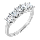 14K Gold Square Lab-Grown Diamond U-Prong Five-Stone Anniversary Band – 1/2–2 CTW - White Gold