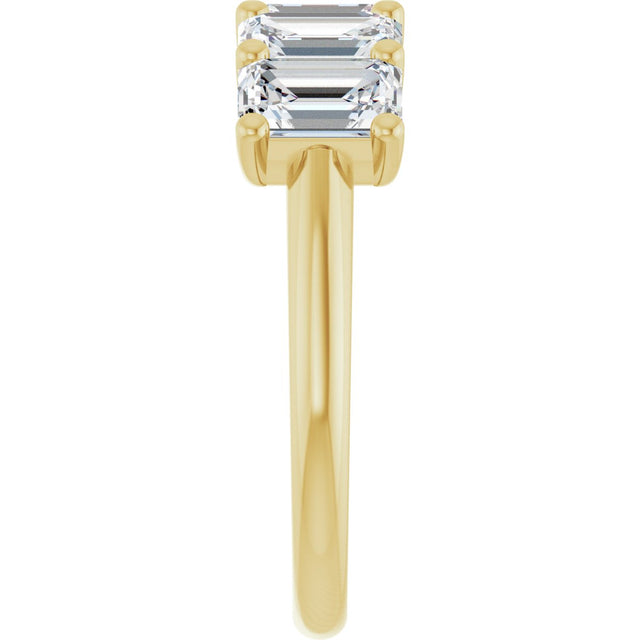 14K Gold Emerald Lab-Grown Diamond U-Prong Five-Stone Anniversary Band – 1 1/2–3 CTW - Yellow Gold - view 4