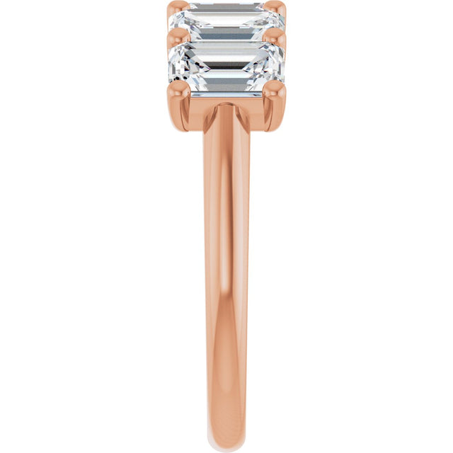 14K Gold Emerald Lab-Grown Diamond U-Prong Five-Stone Anniversary Band – 1 1/2–3 CTW - Rose Gold - view 4