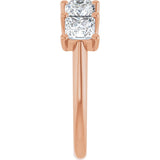 14K Gold Square Lab-Grown Diamond U-Prong Five-Stone Anniversary Band – 2 5/8 CTW - Rose Gold - view 4