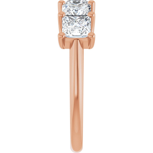 14K Gold Square Lab-Grown Diamond U-Prong Five-Stone Anniversary Band – 2 5/8 CTW - Rose Gold - view 4