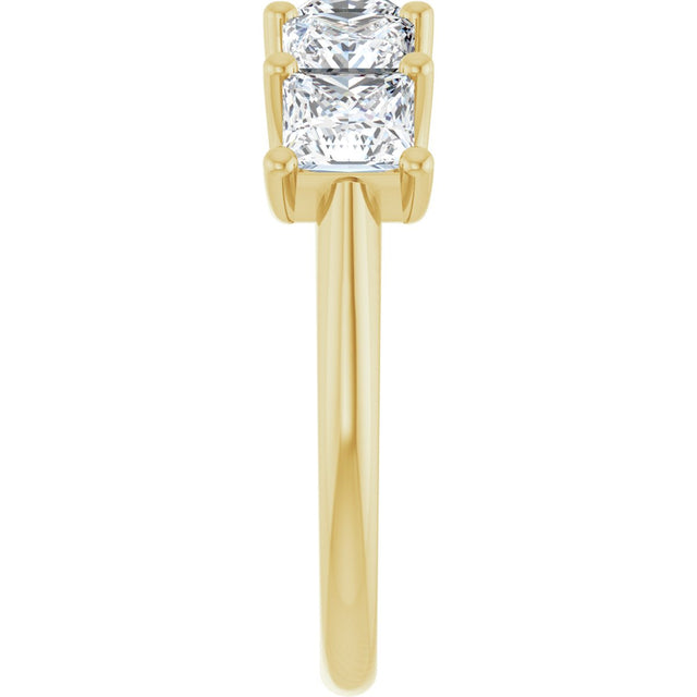14K Gold Square Lab-Grown Diamond U-Prong Five-Stone Anniversary Band – 2 5/8 CTW - Yellow Gold - view 4