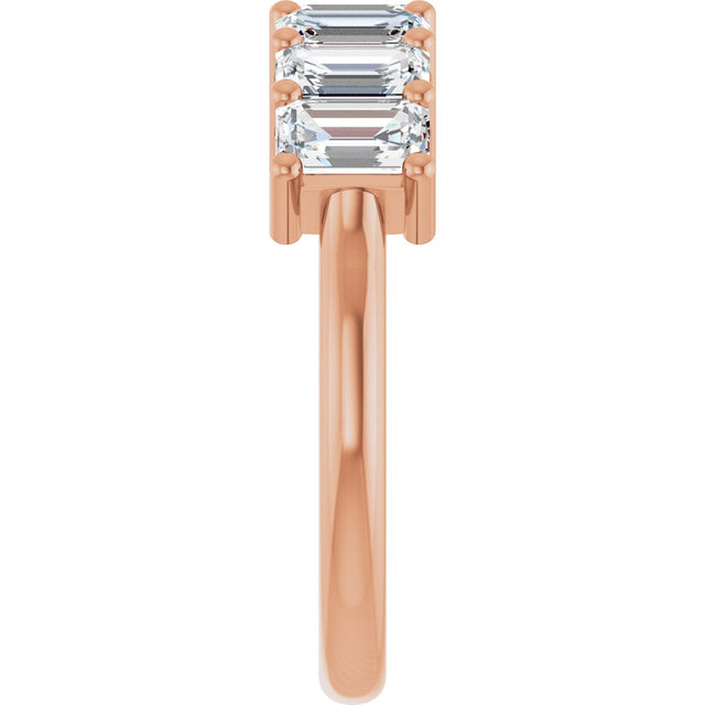 14K Gold Emerald Lab-Grown Diamond Seven-Stone Anniversary Band – 2 1/6–4 1/5 CTW - Rose Gold - view 4