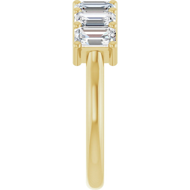 14K Gold Emerald Lab-Grown Diamond Seven-Stone Anniversary Band – 2 1/6–4 1/5 CTW - Yellow Gold - view 4