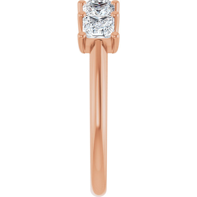 14K Gold Square Lab-Grown Diamond U-Prong Five-Stone Anniversary Band – 1/2–2 CTW - Rose Gold - view 4