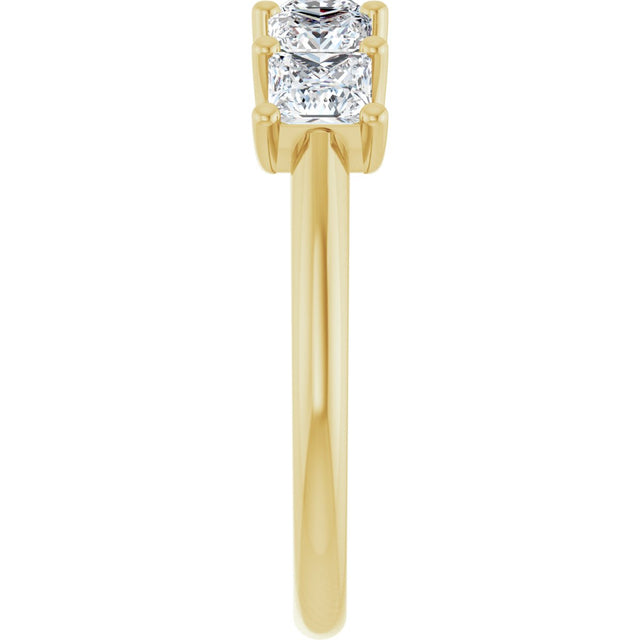 14K Gold Square Lab-Grown Diamond U-Prong Five-Stone Anniversary Band – 1/2–2 CTW - Yellow Gold - view 4