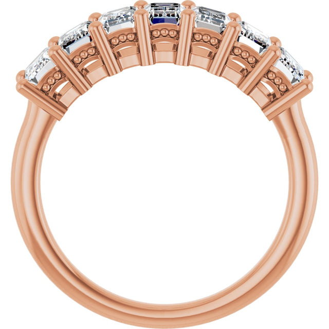14K Gold Emerald Lab-Grown Diamond Seven-Stone Anniversary Band – 2 1/6–4 1/5 CTW - Rose Gold - view 2