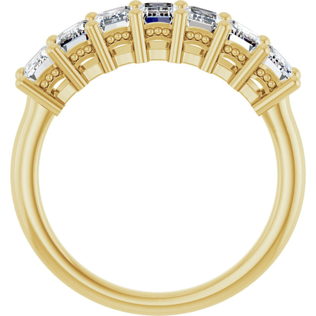 14K Gold Emerald Lab-Grown Diamond Seven-Stone Anniversary Band – 2 1/6–4 1/5 CTW - Yellow Gold - view 2
