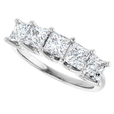 14K Gold Square Lab-Grown Diamond U-Prong Five-Stone Anniversary Band – 1/2–2 CTW - White Gold - view 5