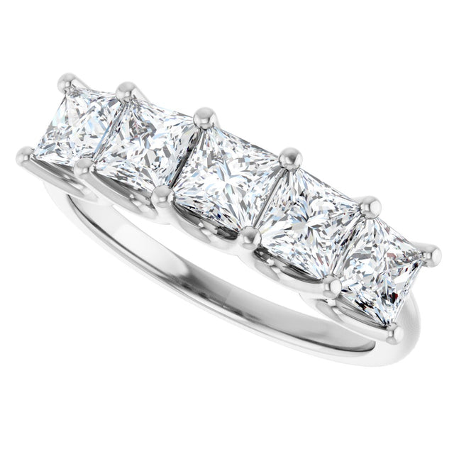 Platinum Square Lab-Grown Diamond U-Prong Five-Stone Anniversary Band – 1/2–2 5/8 CTW - view 5