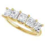14K Gold Square Lab-Grown Diamond U-Prong Five-Stone Anniversary Band – 1/2–2 CTW - Yellow Gold - view 5