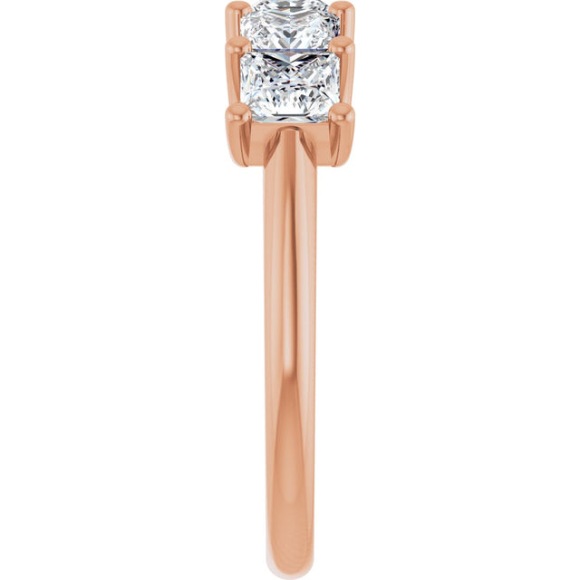 14K Gold Square Lab-Grown Diamond U-Prong Five-Stone Anniversary Band – 1/2–2 CTW - Rose Gold - view 4