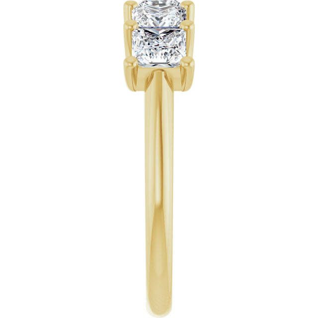 14K Gold Square Lab-Grown Diamond U-Prong Five-Stone Anniversary Band – 1/2–2 CTW - Yellow Gold - view 4