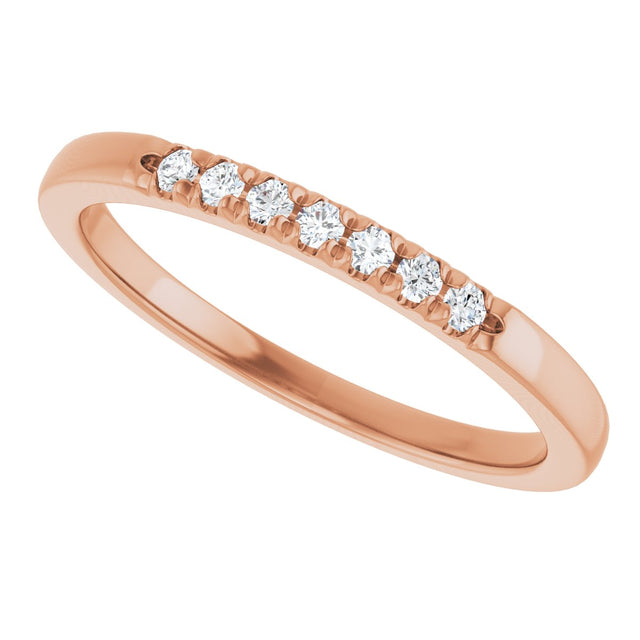 14K Gold Round Natural Diamond French-Set Seven-Stone Anniversary Band – .03–1/5 CTW - Rose Gold - view 5