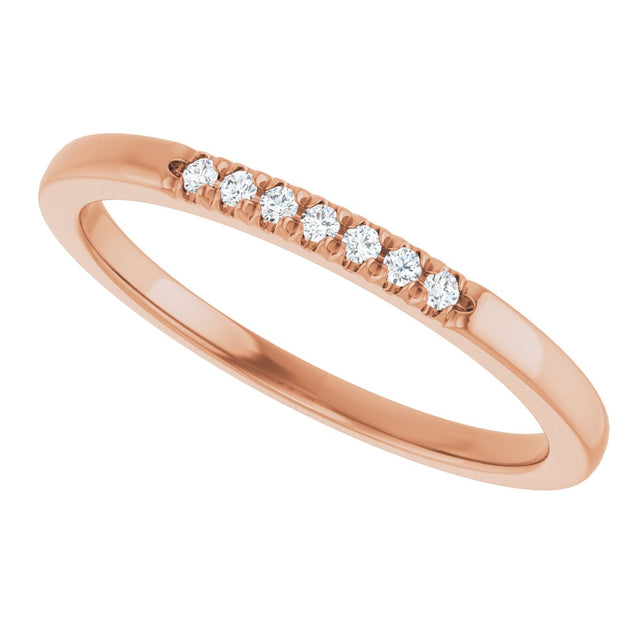 14K Gold Round Natural Diamond French-Set Seven-Stone Anniversary Band – .03–1/5 CTW - Rose Gold - view 5