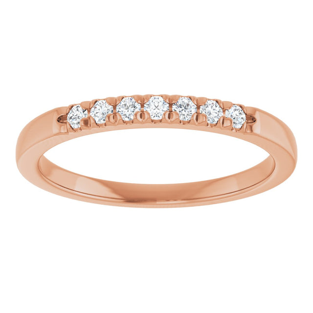 14K Gold Round Natural Diamond French-Set Seven-Stone Anniversary Band – .03–1/5 CTW - Rose Gold - view 3