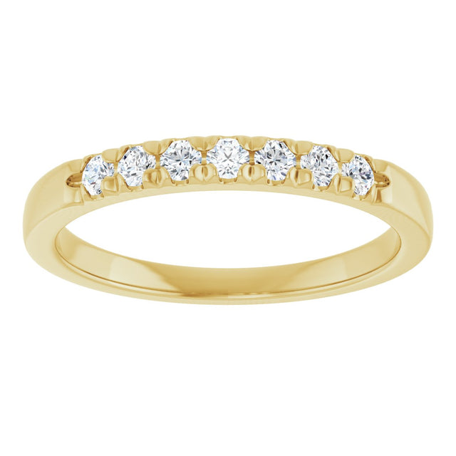 14K Gold Round Lab-Grown Diamond French-Set Seven-Stone Anniversary Band – .03–1/5 CTW - Yellow Gold - view 3
