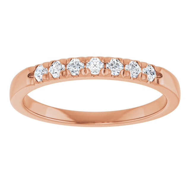 14K Gold Round Lab-Grown Diamond French-Set Seven-Stone Anniversary Band – .03–1/5 CTW - Rose Gold - view 3