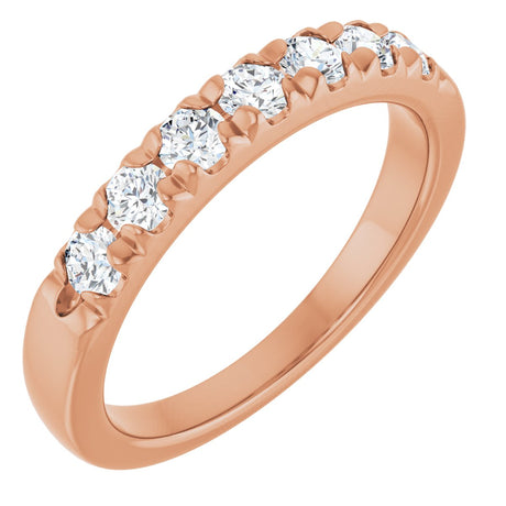 14K Gold Round Natural Diamond French-Set Seven-Stone Anniversary Band – 1/4–7/8 CTW - Rose Gold