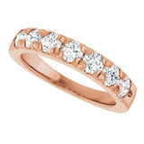 14K Gold Round Natural Diamond French-Set Seven-Stone Anniversary Band – 1 CTW - Rose Gold - view 5