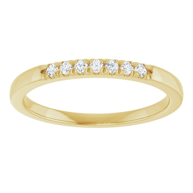 14K Gold Round Natural Diamond French-Set Seven-Stone Anniversary Band – .03–1/5 CTW - Yellow Gold - view 3
