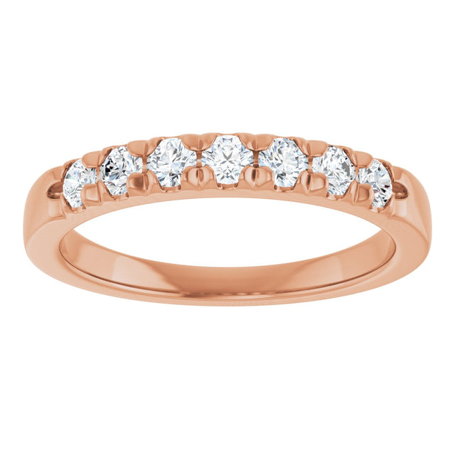 14K Gold Round Natural Diamond French-Set Seven-Stone Anniversary Band – 1/4–7/8 CTW - Rose Gold - view 3