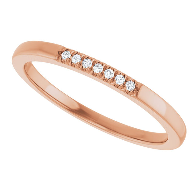 14K Gold Round Natural Diamond French-Set Seven-Stone Anniversary Band – .03–1/5 CTW - Rose Gold - view 5