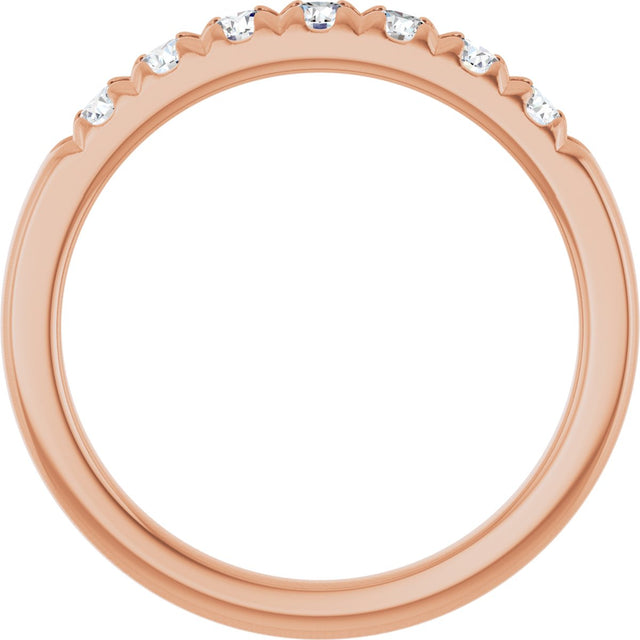 14K Gold Round Natural Diamond French-Set Seven-Stone Anniversary Band – 1/4–7/8 CTW - Rose Gold - view 2