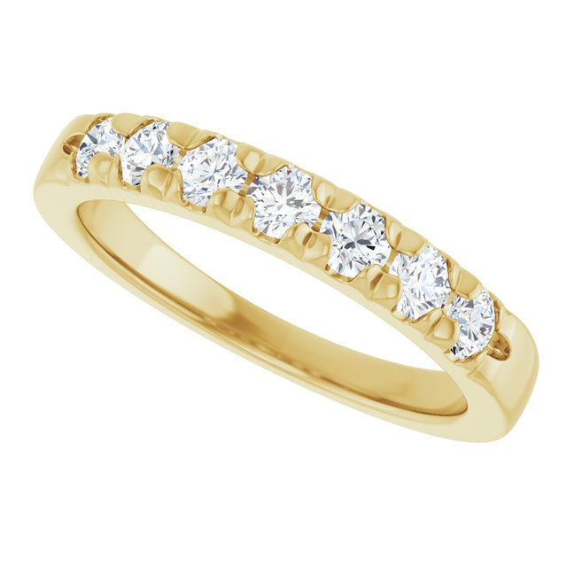 14K Gold Round Natural Diamond French-Set Seven-Stone Anniversary Band – 1/4–7/8 CTW - Yellow Gold - view 5