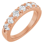 14K Gold Round Lab-Grown Diamond French-Set Seven-Stone Anniversary Band – 1 1/8 CTW - Rose Gold