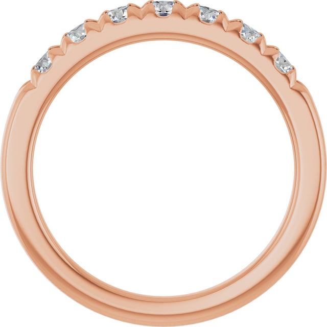 14K Gold Round Natural Diamond French-Set Seven-Stone Anniversary Band – 1/4–7/8 CTW - Rose Gold - view 2