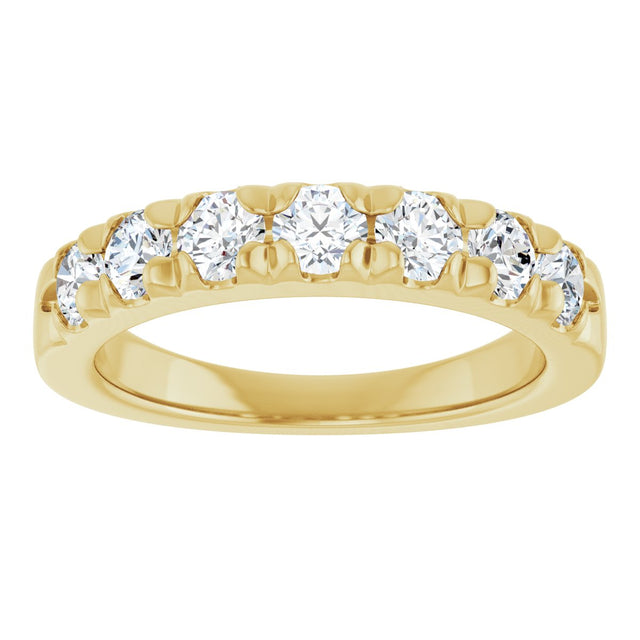 14K Gold Round Lab-Grown Diamond French-Set Seven-Stone Anniversary Band – 1/4–1 CTW - Yellow Gold - view 3