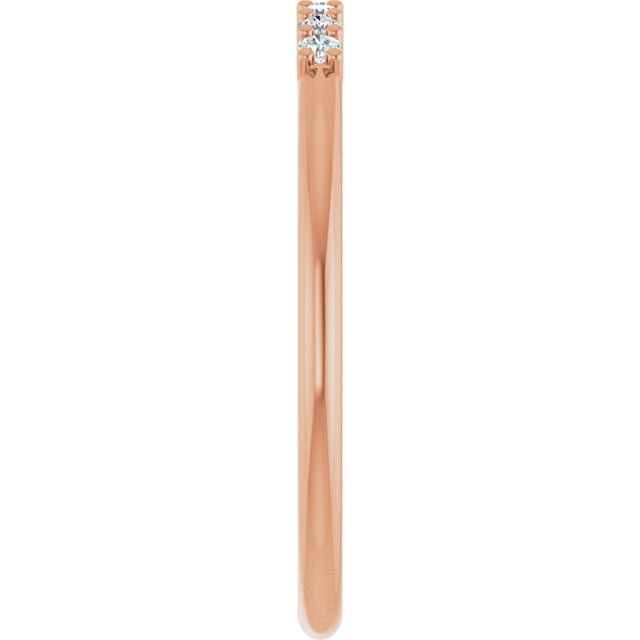 14K Gold Round Lab-Grown Diamond U-Prong Seven-Stone Anniversary Band – 1.5 mm Stones - Rose Gold - view 4