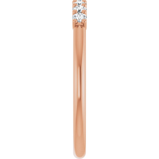 14K Gold Round Natural Diamond U-Prong Seven-Stone Anniversary Band – 2 mm Stones - Rose Gold - view 4