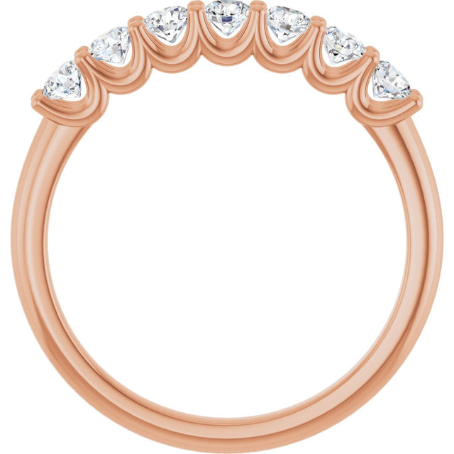 14K Gold Round Lab-Grown Diamond U-Prong Seven-Stone Anniversary Band – 2.8 mm Stones - Rose Gold - view 2