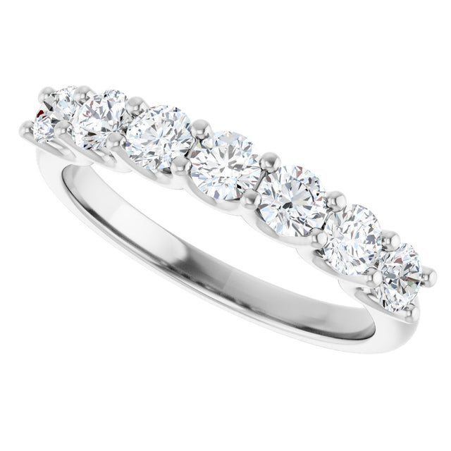Platinum Round Natural Diamond U-Prong Seven-Stone Anniversary Band – 2.75 mm Stones - view 5