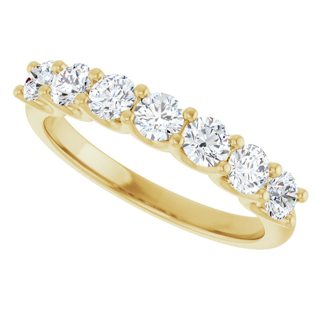 14K Gold Round Natural Diamond U-Prong Seven-Stone Anniversary Band – 2.75 mm Stones - Yellow Gold - view 5