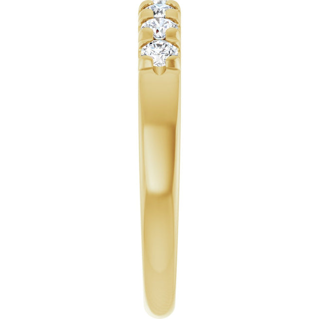 14K Gold Round Natural Diamond French-Set Seven-Stone Anniversary Band – 1/4–7/8 CTW - Yellow Gold - view 4