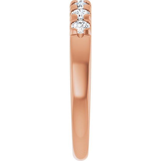 14K Gold Round Natural Diamond French-Set Seven-Stone Anniversary Band – 1/4–7/8 CTW - Rose Gold - view 4