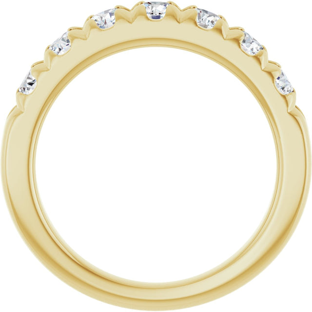 14K Gold Round Lab-Grown Diamond French-Set Seven-Stone Anniversary Band – 1/4–1 CTW - Yellow Gold - view 2