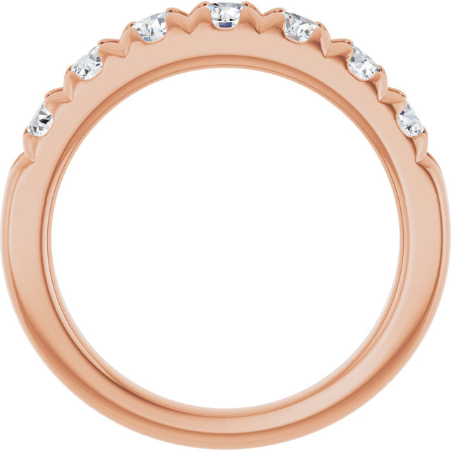 14K Gold Round Lab-Grown Diamond French-Set Seven-Stone Anniversary Band – 1/4–1 CTW - Rose Gold - view 2