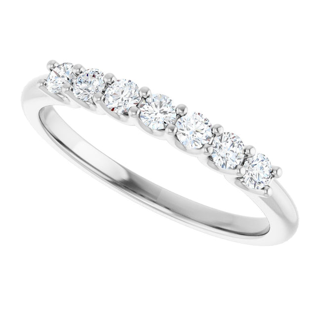 Platinum Round Lab-Grown Diamond U-Prong Seven-Stone Anniversary Band – 2.25 mm Stones - view 5