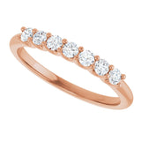14K Gold Round Natural Diamond U-Prong Seven-Stone Anniversary Band – 2.25 mm Stones - Rose Gold - view 5